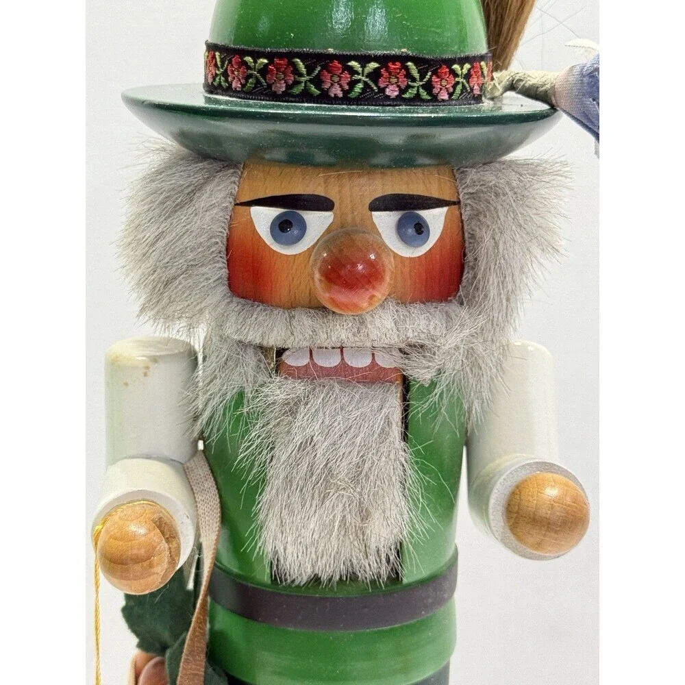 Vtg Steinbach Wooden Bavarian Huntsman Nutcracker Green Hat Christmas 15